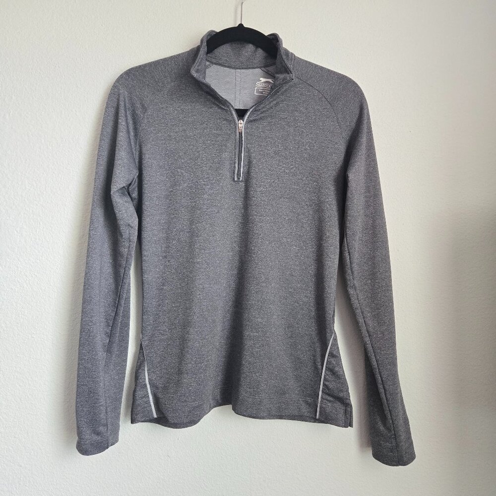Slazenger Quarter Zip Lightweight Long Sleeve Mock Neck Gray Womens Small